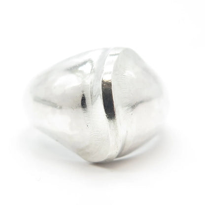 925 Sterling Silver Vintage Ribbed Ring Size 10.25