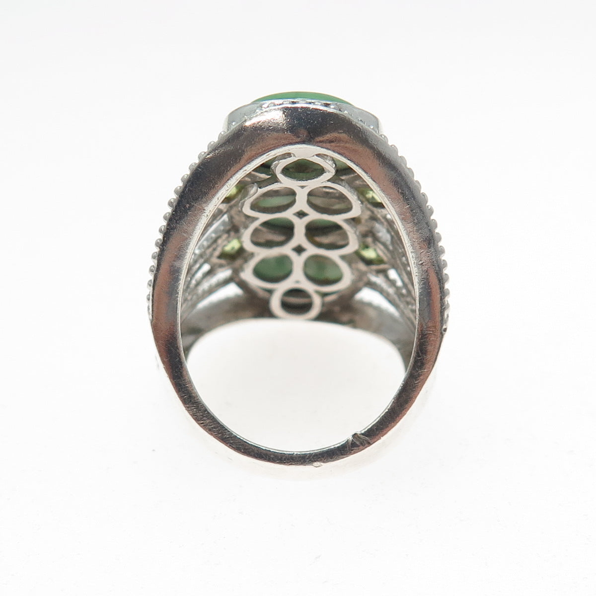 CHUCK CLEMENCY 925 Sterling Vintage Real Green Turquoise & Peridot Ring Size 6.5