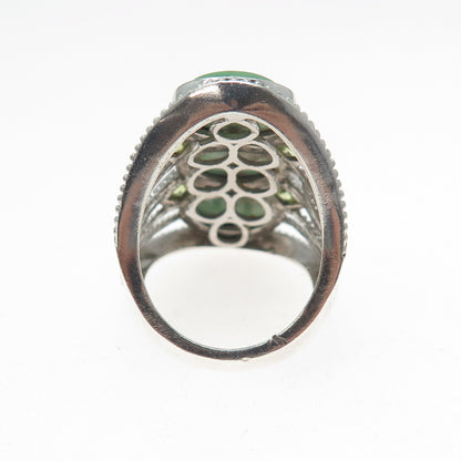 CHUCK CLEMENCY 925 Sterling Vintage Real Green Turquoise & Peridot Ring Size 6.5