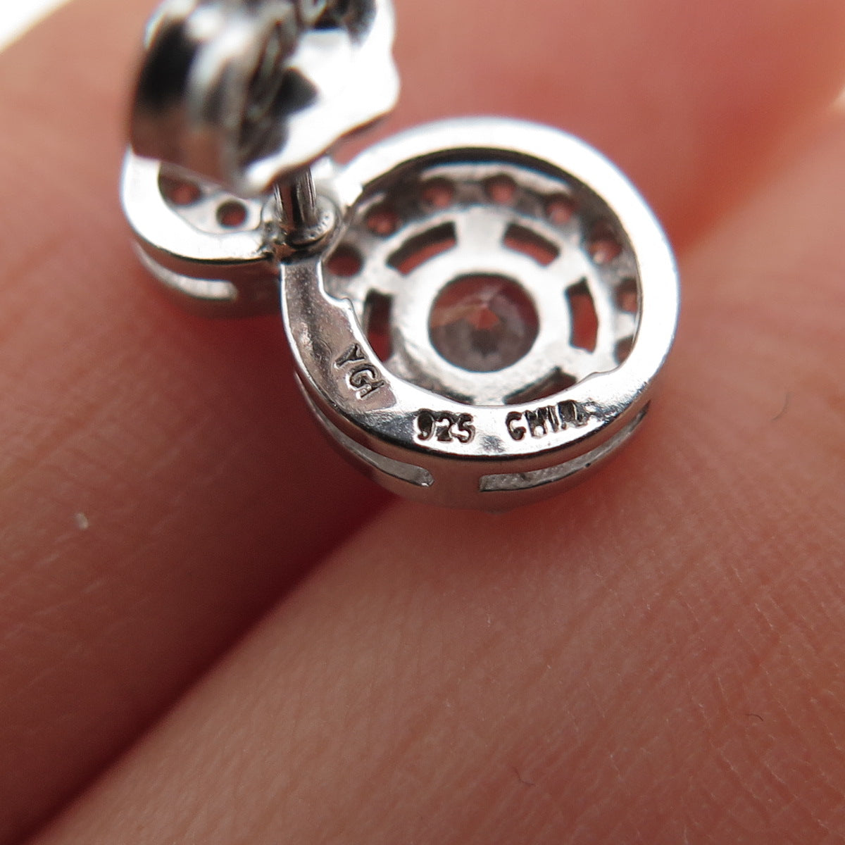 925 Sterling Silver Round-Cut C Z Sparkle Drop Earrings