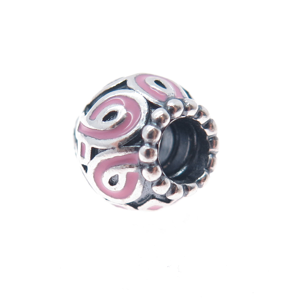PANDORA 925 Sterling Enamel Pink Ribbon Breast Cancer Awareness Slide Bead Charm