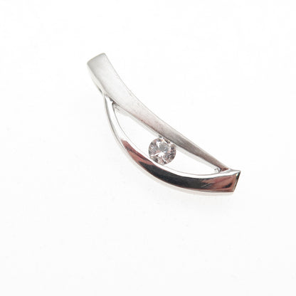 925 Sterling Silver Round-Cut C Z Modernist Mini Slide Charm Pendant