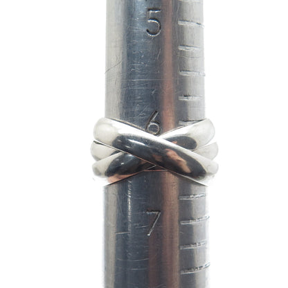 GOLDMAN KOLBER Sterling Silver Vintage Italy Interlocked Trinity Ring Size 6.5