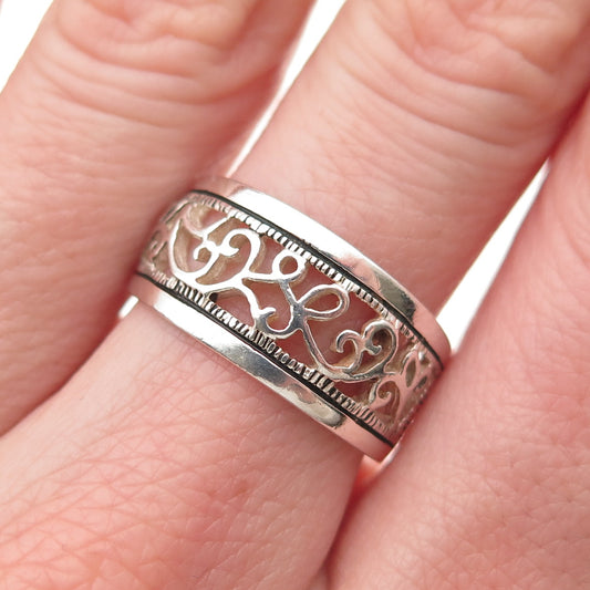 Charles Winston 925 Sterling Silver Vintage Swirl Oxidized Band Ring Size 9
