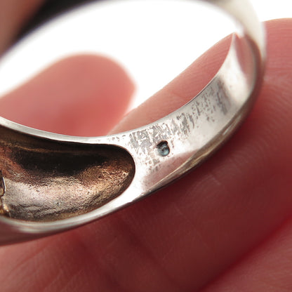 925 Sterling Silver Vintage Oval-Cut C Z Modernist Ring Size 9