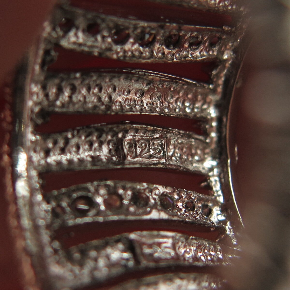 925 Sterling Silver Vintage C Z Wide Band Ring Size 7.25
