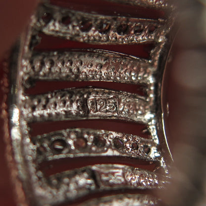 925 Sterling Silver Vintage C Z Wide Band Ring Size 7.25