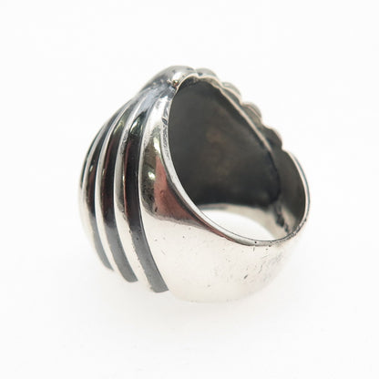 925 Sterling Silver Vintage Modernist Yin Yang Oxidized Ring Size 5