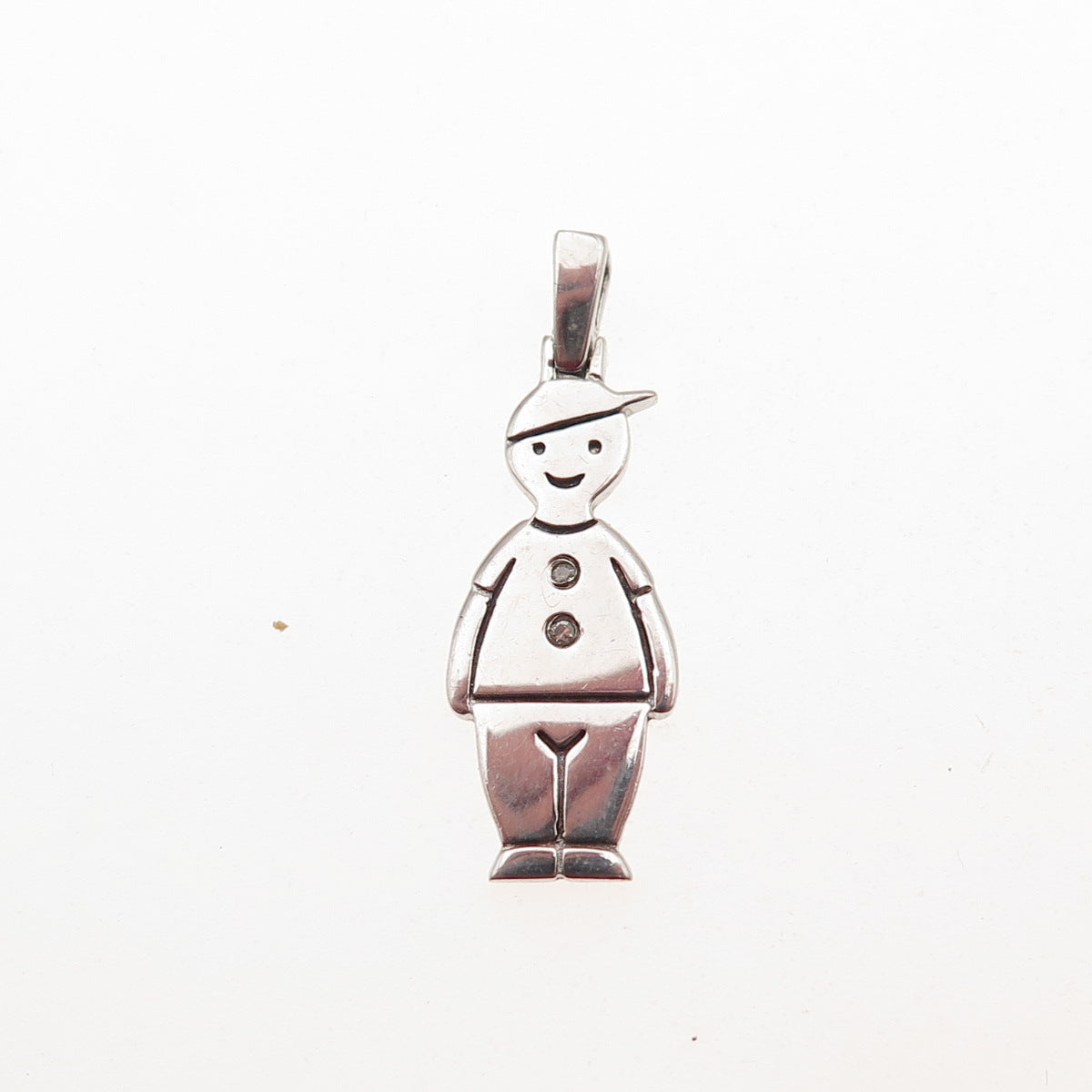 925 Sterling Silver Real Round-Cut Diamond Boy Charm Pendant