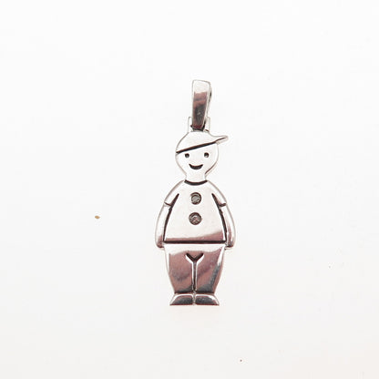 925 Sterling Silver Real Round-Cut Diamond Boy Charm Pendant