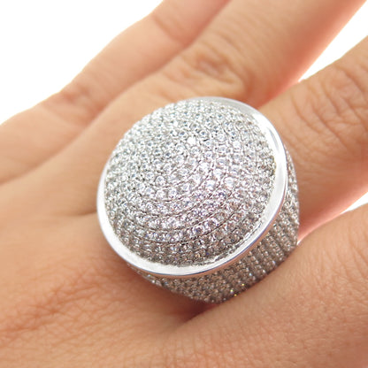 925 Sterling Silver Round-Cut C Z Dome Ring Size 9.25