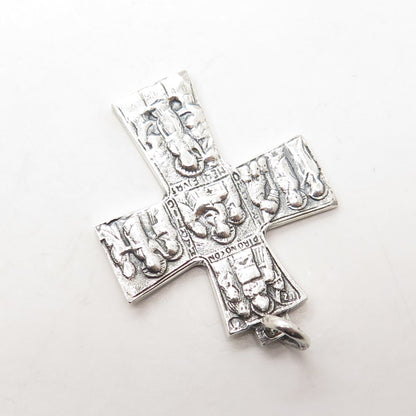 925 Sterling Silver Vintage Religious Theme Cross Pendant