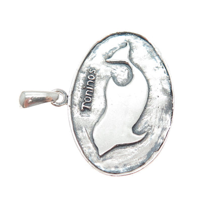 925 Sterling Silver Vintage Toninos Dolphin Oxidized Charm Pendant