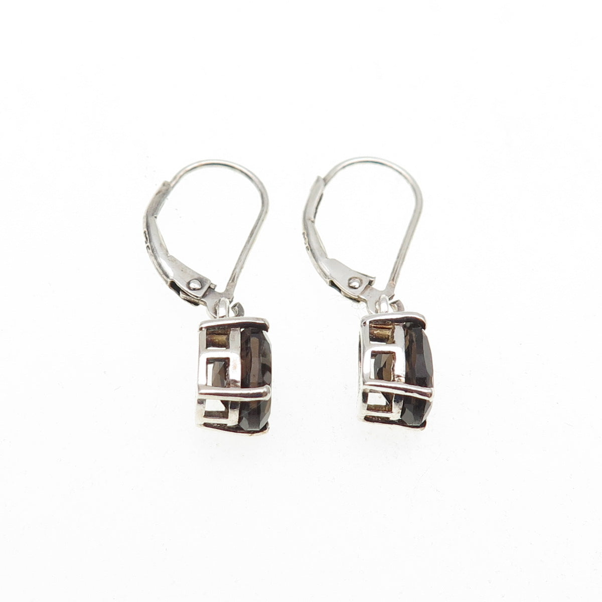 CHUCK CLEMENCY 925 Sterling Silver Real Smoky Quartz Dangle Earrings