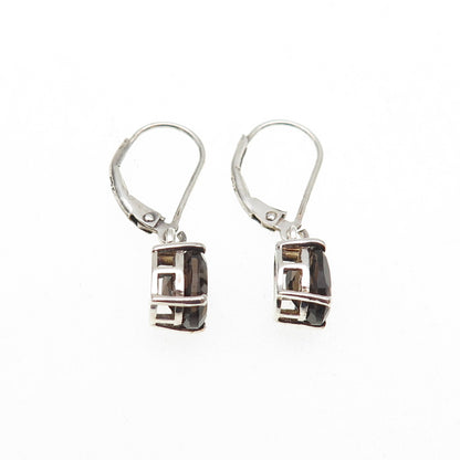 CHUCK CLEMENCY 925 Sterling Silver Real Smoky Quartz Dangle Earrings