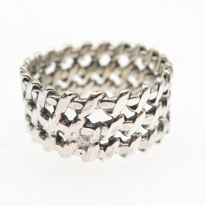 925 Sterling Silver Vintage Modernist Wire Oxidized Ring Size 8.75