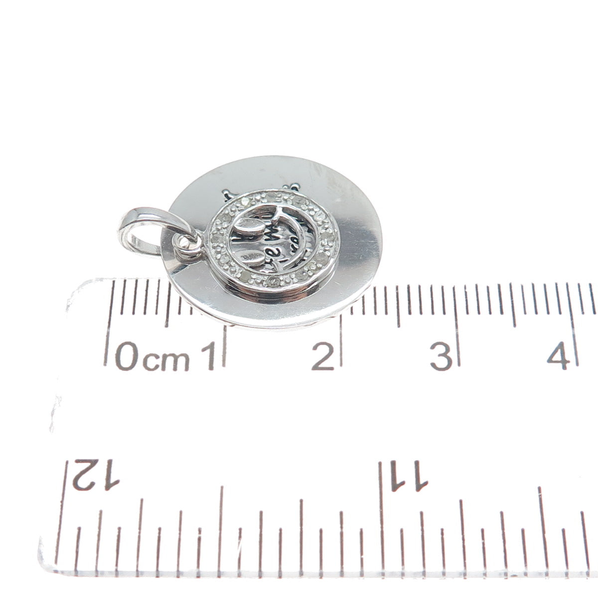 HAN Sterling Silver Real Diamond Live Your Life With No Regrets Charm Pendant