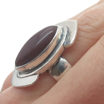 925 Sterling Silver Vintage Real Carnelian Modernist Arrow Ring Size 9