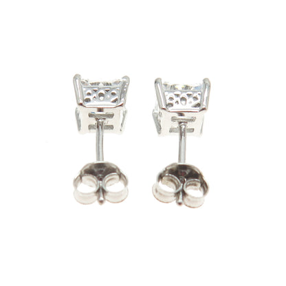 925 Sterling Silver Princess-Cut Shaped C Z Stud Earrings