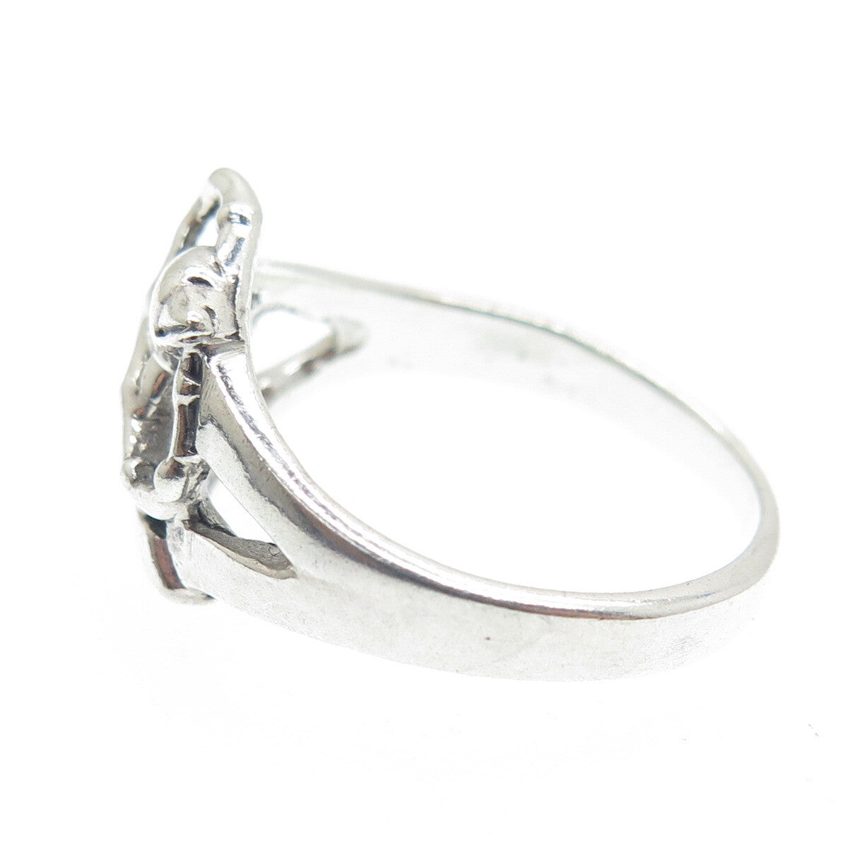 925 Sterling Silver Vintage Dolphin Jumping Through Hoop Ring Size 6.25