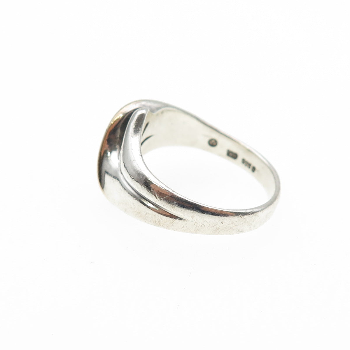 925 Sterling Silver 10K Gold Vintage Modernist Wavy Ring Size 6.75