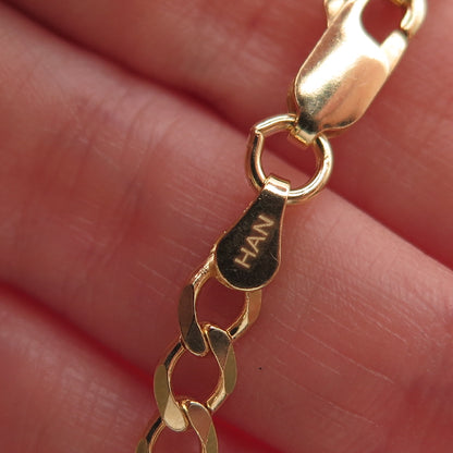 Han 925 Sterling Silver Gold Plated Italy Figaro Chain Necklace 18"