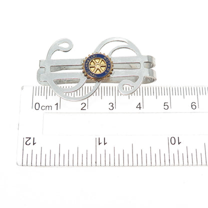 925 Sterling 2-Tone Antique Art Deco Enamel Rotary Intl. Dollar Sign Money Clip