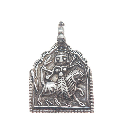 925 Sterling Silver Vintage Baba Ramdev Oxidized Charm Pendant