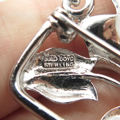 925 Sterling Silver Vintage Bond Boyd Lily Floral Pin Brooch