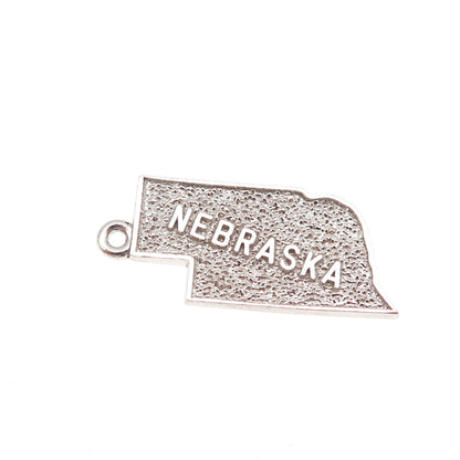 Rembrandt RQC 925 Sterling Silver Vintage Nebraska State Map Charm Pendant