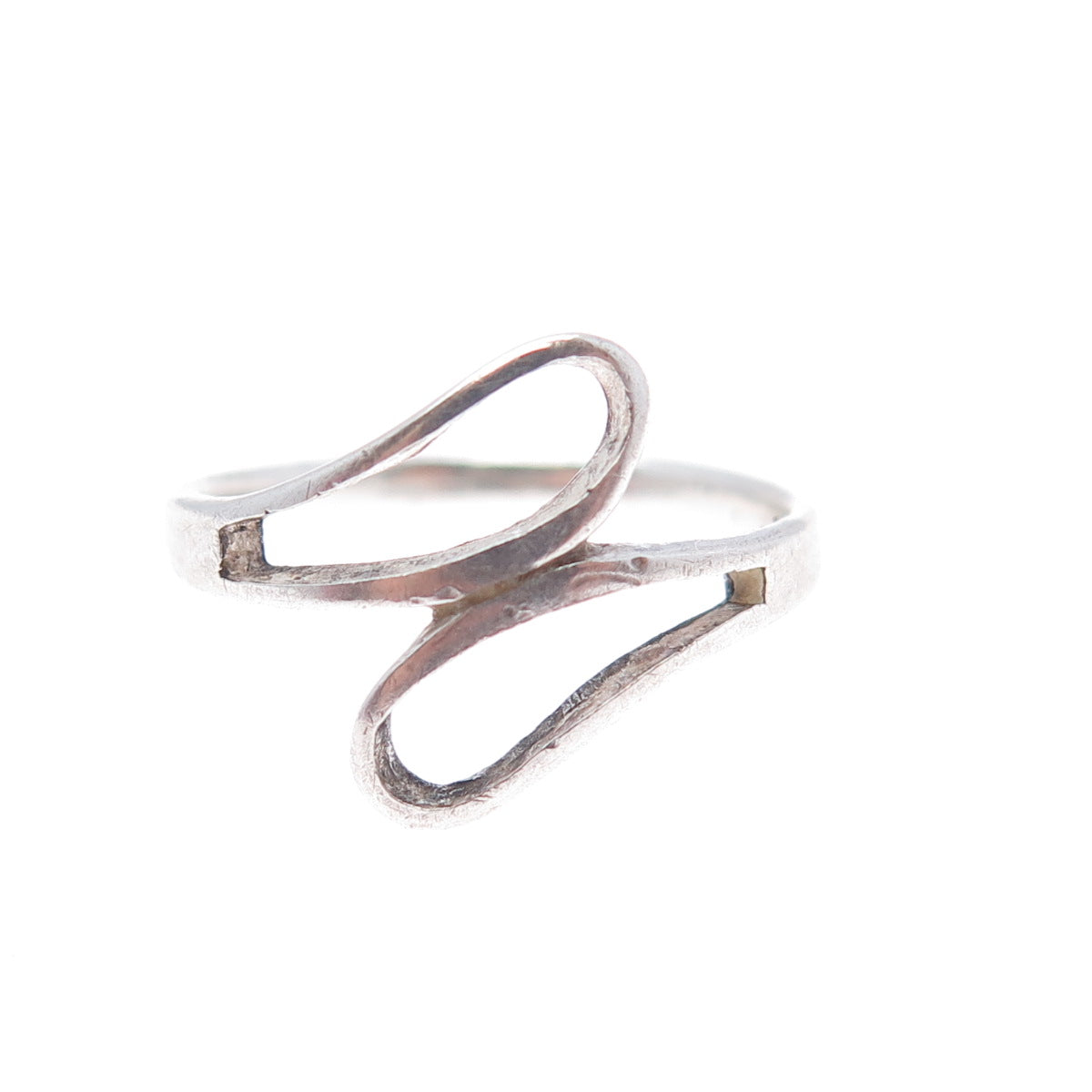 925 Sterling Silver Vintage Modernist Bypass Ring Size 8