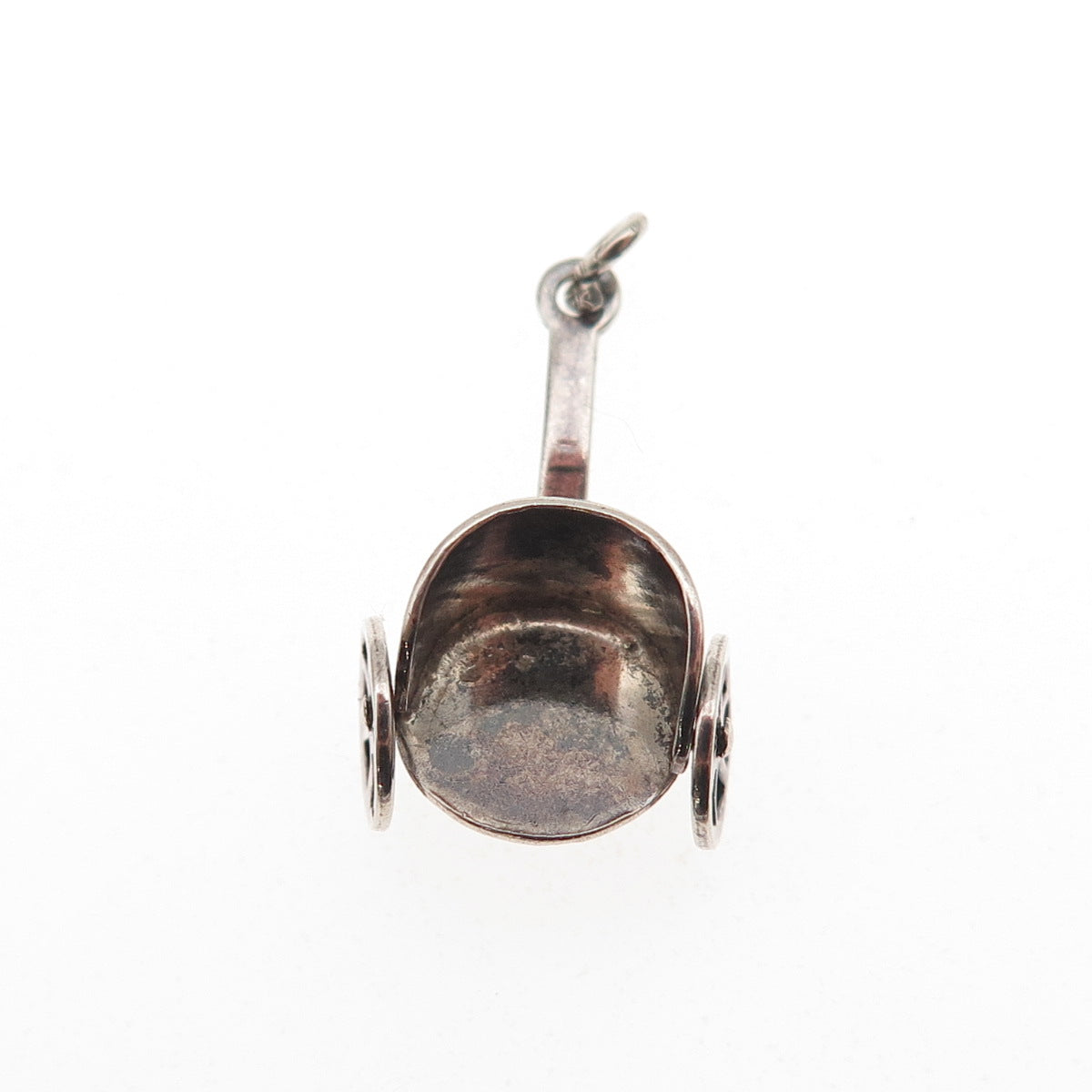 925 Sterling Silver Antique Art Deco Pull Cart Rickshaw 3D Mini Charm Pendant