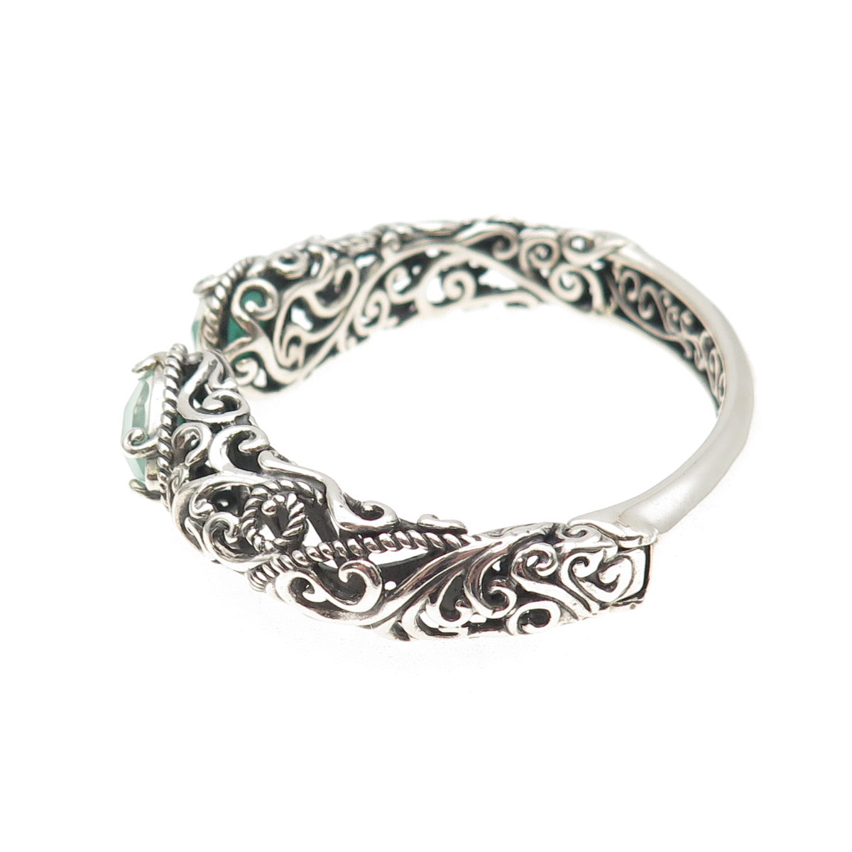 CAROLYN POLLACK 925 Sterling Silver Vintage Real Doublet MOP Swirl Bracelet 6.5"