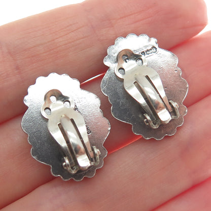 MAISELS INDIAN TRADING Old Pawn 925 Sterling Bisbee Turquoise Clip On Earrings