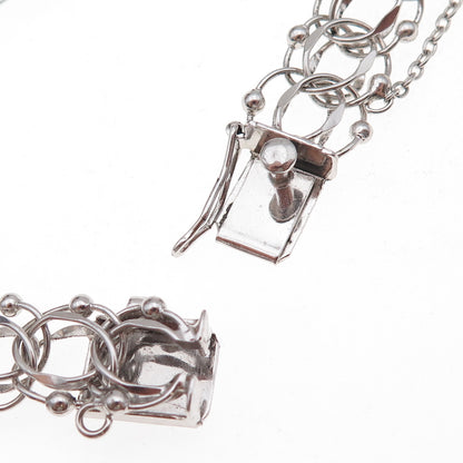 American 925 Sterling Silver Antique Art Deco Beaded Bismark Link Bracelet 7.25"