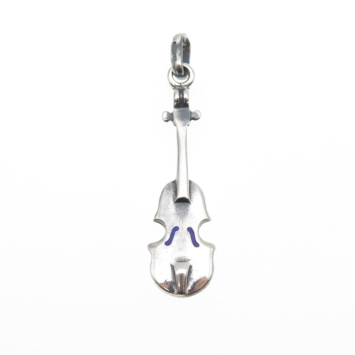 925 Sterling Silver Vintage Italy Enamel Violin Music Instrument Charm Pendant