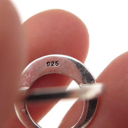925 Sterling Silver Vintage Crescent Beaded Oxidized Ring Size 7