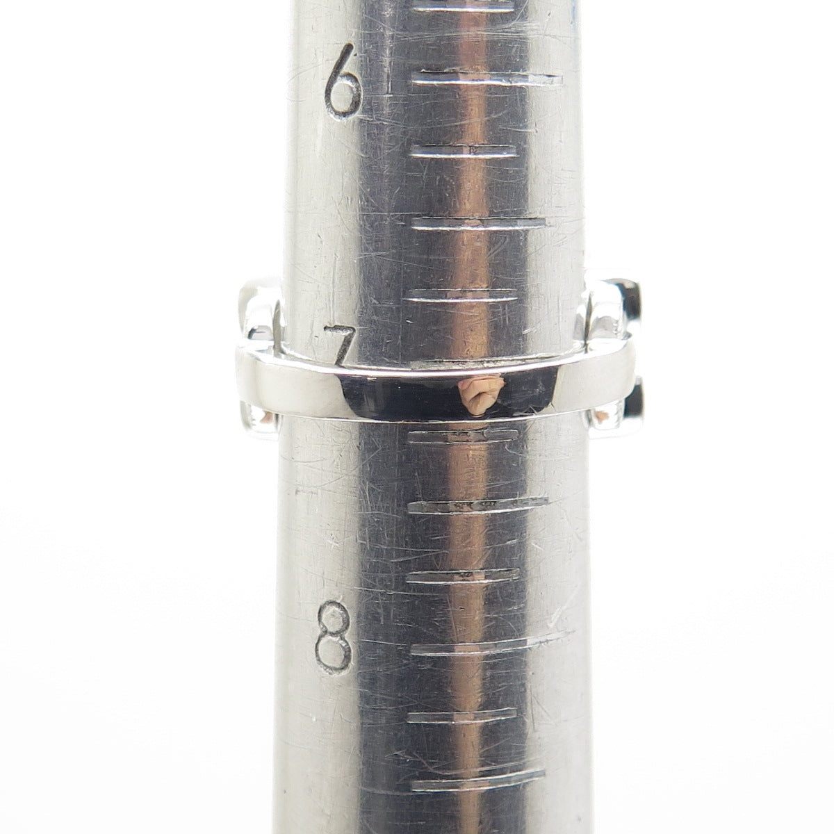 925 Sterling Silver Real Round-Cut Diamond & Green Amethyst Ring Size 7.25