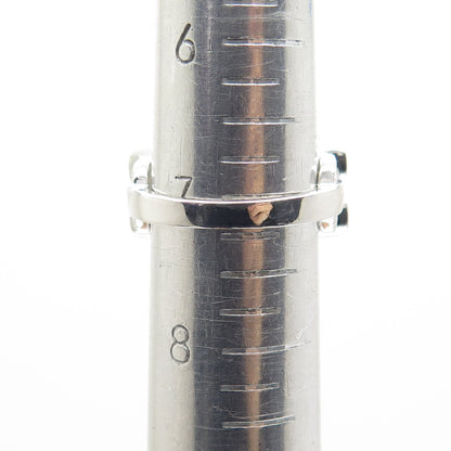 925 Sterling Silver Real Round-Cut Diamond & Green Amethyst Ring Size 7.25