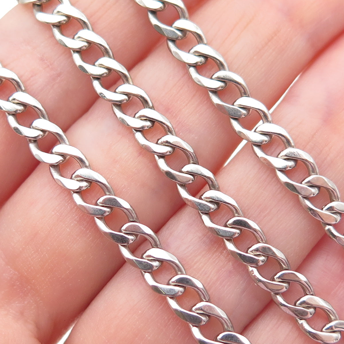 925 Sterling Silver Vintage Italy Curb Chain Necklace 20"