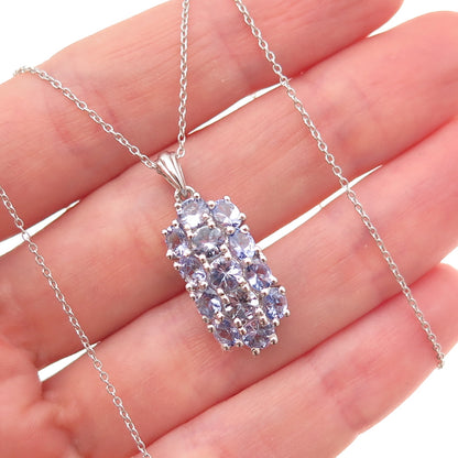 Chuck Clemency 925 Sterling Silver Real Tanzanite Cable Chain Necklace 20"