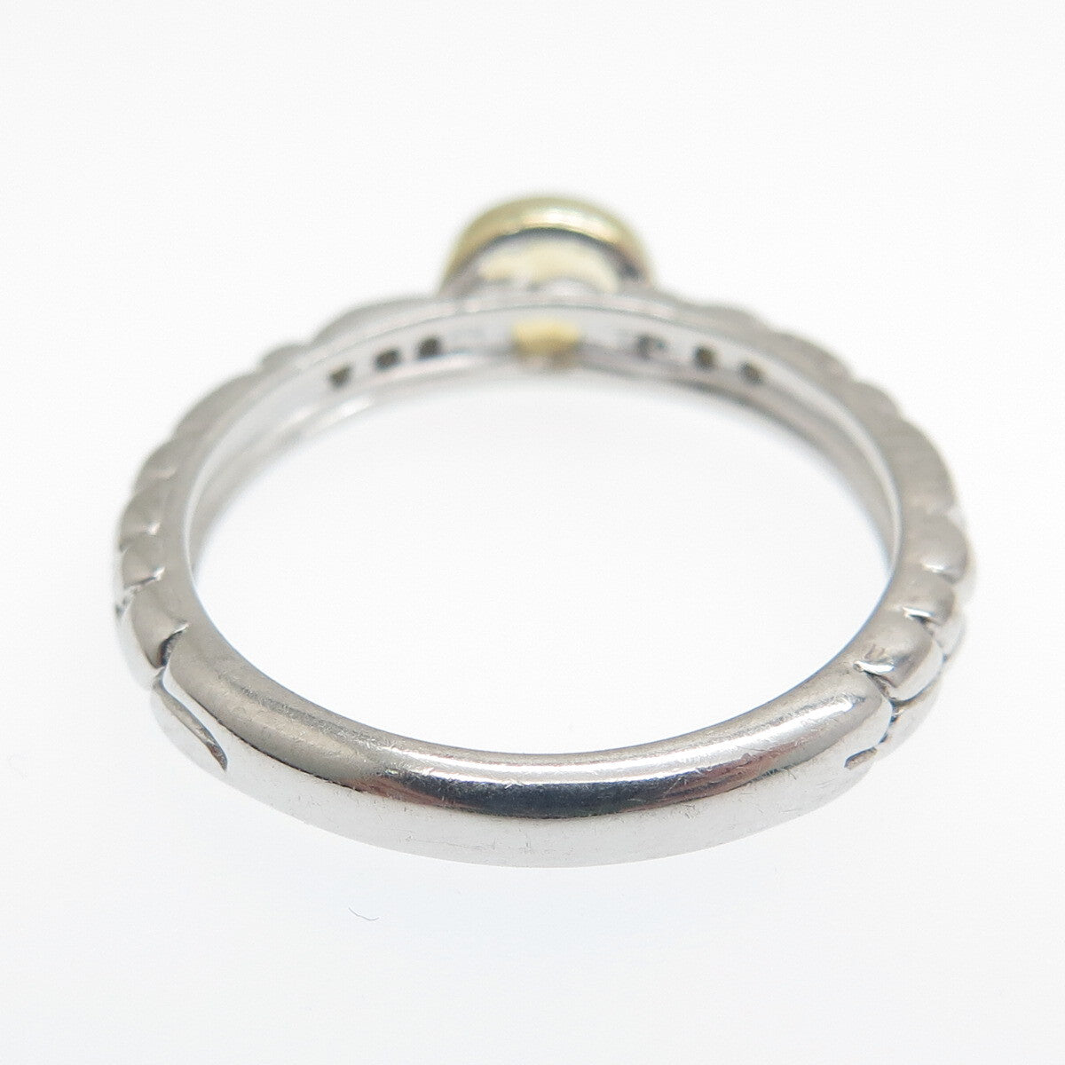 925 Sterling Silver 2-Tone Real Diamond & Citrine Dragon Skin Ring Size 6.75