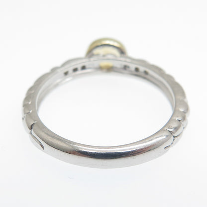 925 Sterling Silver 2-Tone Real Diamond & Citrine Dragon Skin Ring Size 6.75