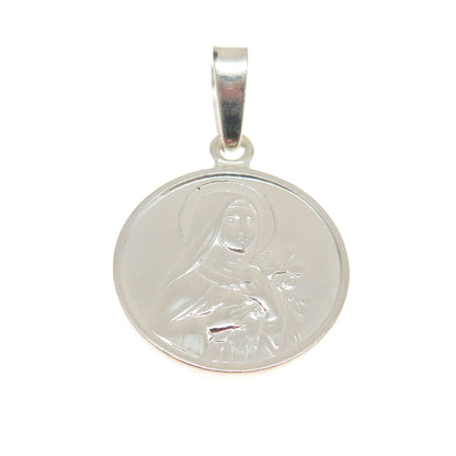 925 Sterling Silver St. Therese of Lisieux Religious Pendant