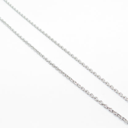 925 Sterling Silver Pave C Z Rolo / Beaded Chain Necklace 24"