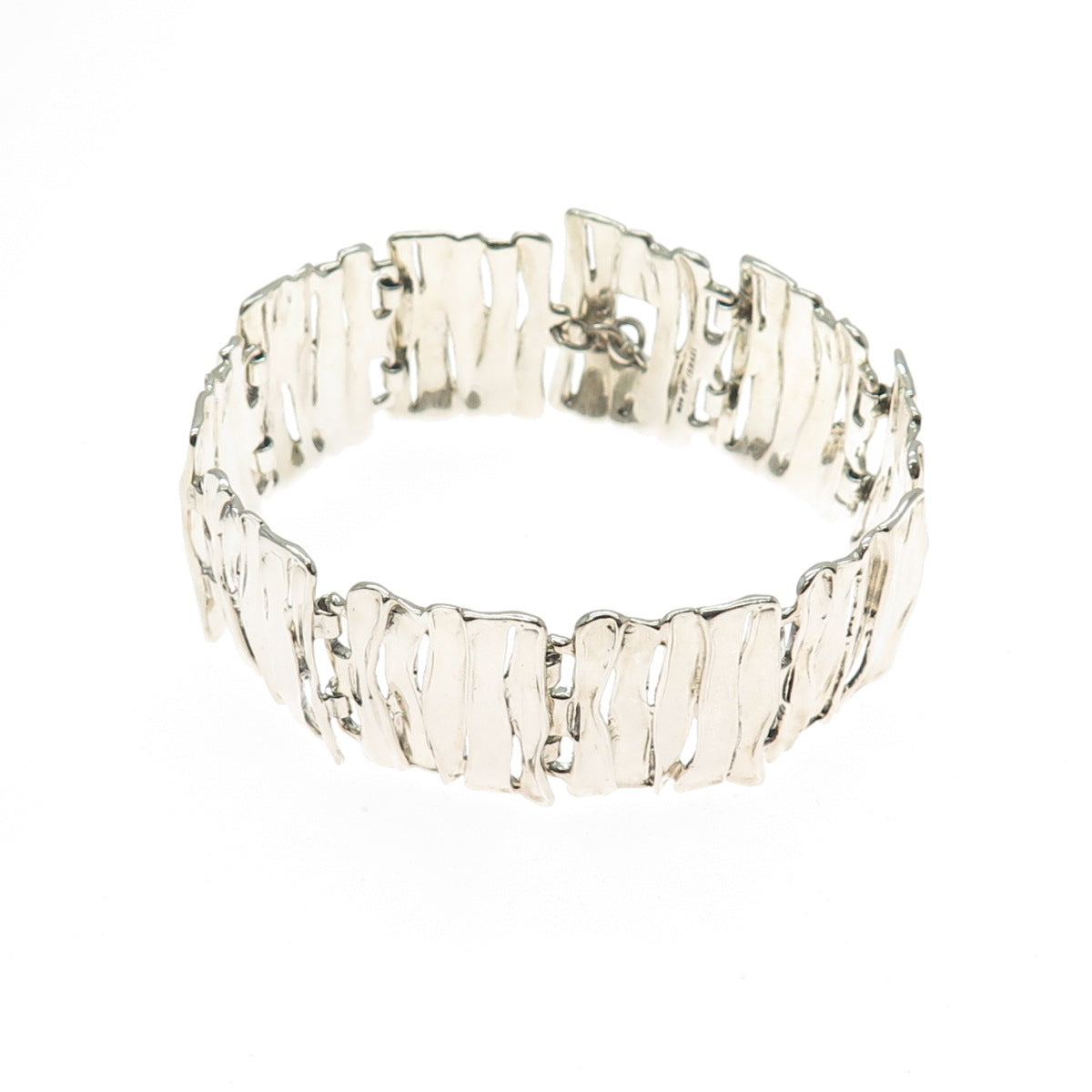 HAGIT GORALI Sterling Silver Vintage Israel Modernist Panel Link Bracelet 7.5"