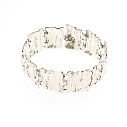 HAGIT GORALI Sterling Silver Vintage Israel Modernist Panel Link Bracelet 7.5"