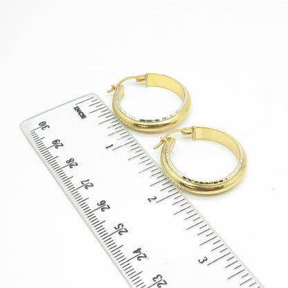 HAN 925 Sterling Silver Gold Plated Hammered Hoop Earrings
