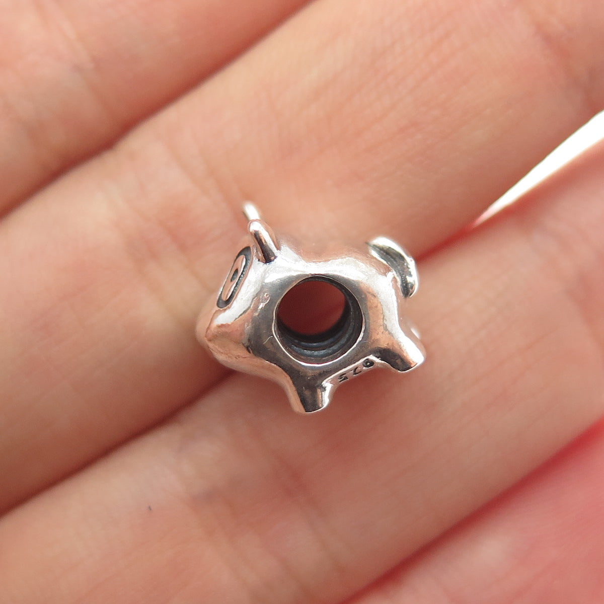PANDORA 925 Sterling Silver Pig Slide Bead Charm