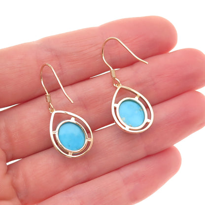 Tehya Oyama Sterling Silver Gold Plated Real Sleeping Beauty Turquoise Earrings